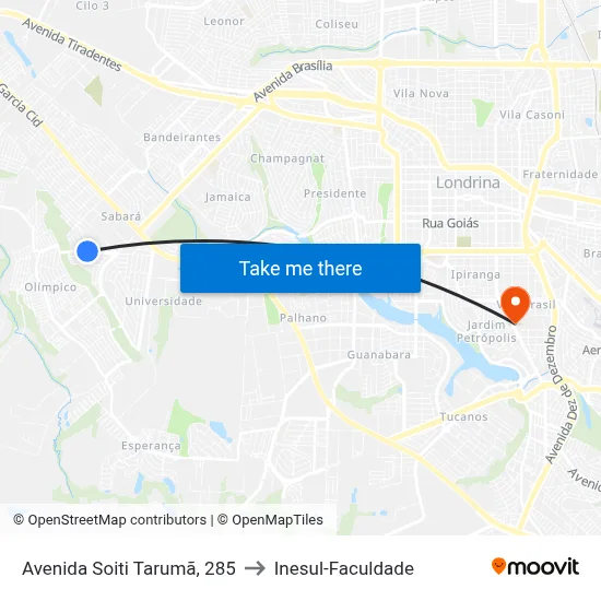 Avenida Soiti Tarumã, 285 to Inesul-Faculdade map