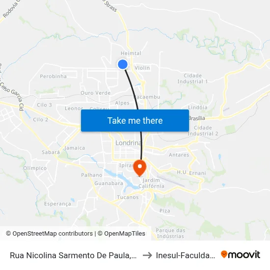 Rua Nicolina Sarmento De Paula, 95 to Inesul-Faculdade map