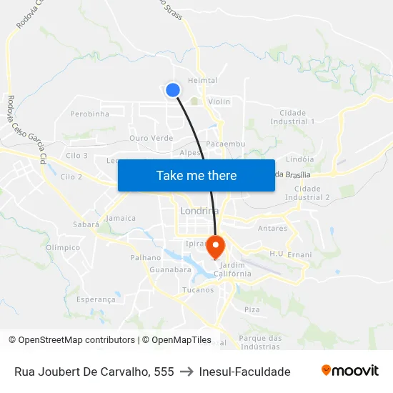 Rua Joubert De Carvalho, 555 to Inesul-Faculdade map