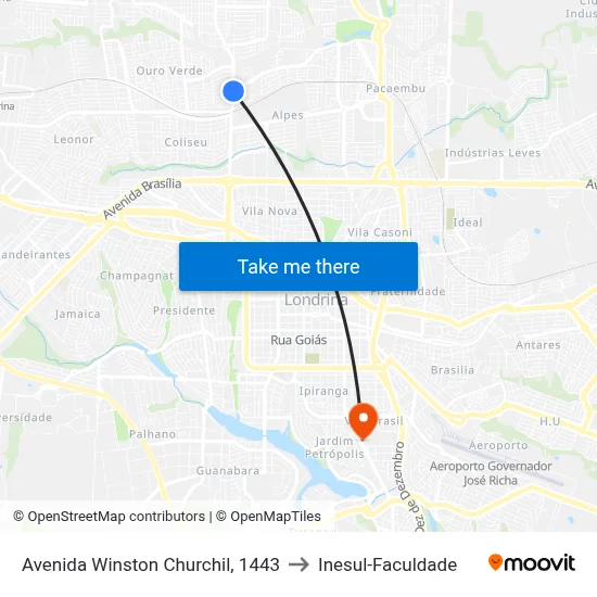 Avenida Winston Churchil, 1443 to Inesul-Faculdade map