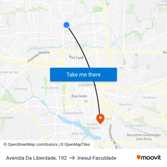 Avenida Da Liberdade, 192 to Inesul-Faculdade map