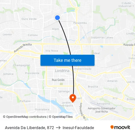 Avenida Da Liberdade, 872 to Inesul-Faculdade map