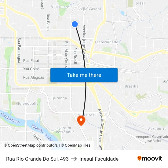 Rua Rio Grande Do Sul, 493 to Inesul-Faculdade map