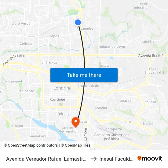 Avenida Vereador Rafael Lamastra, 350 to Inesul-Faculdade map
