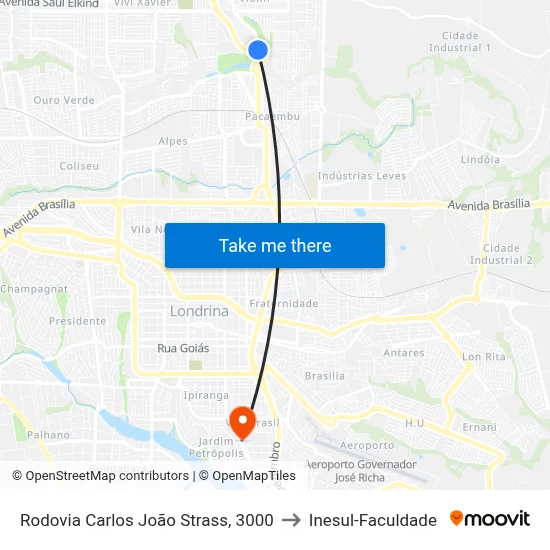 Rodovia Carlos João Strass, 3000 to Inesul-Faculdade map