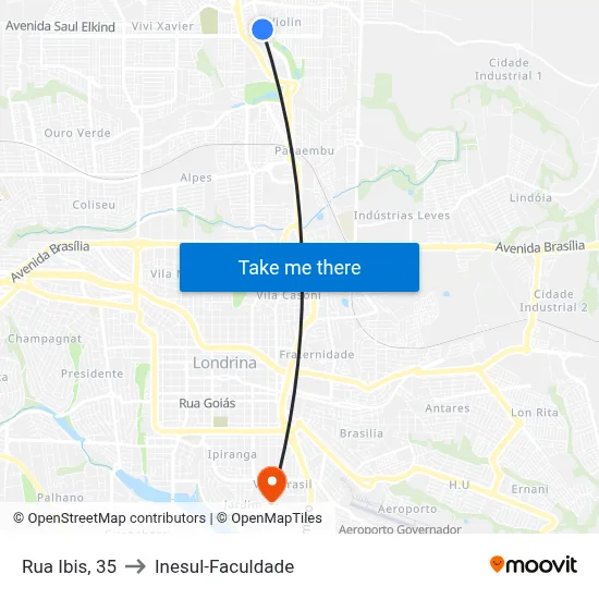 Rua Ibis, 35 to Inesul-Faculdade map