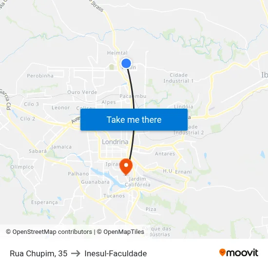 Rua Chupim, 35 to Inesul-Faculdade map