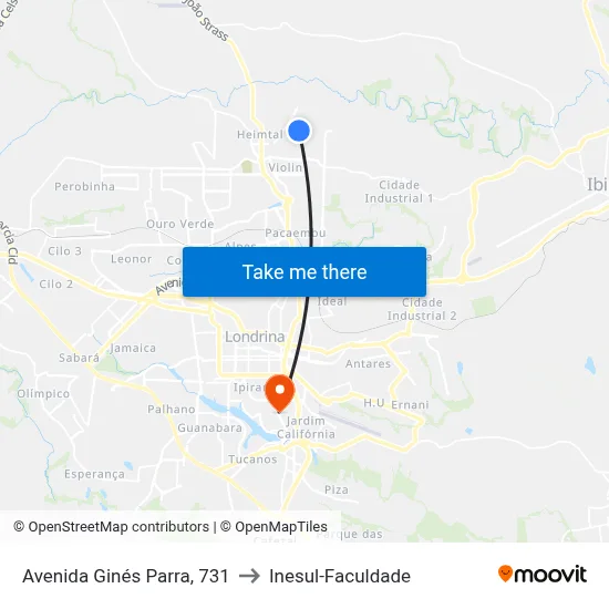 Avenida Ginés Parra, 731 to Inesul-Faculdade map