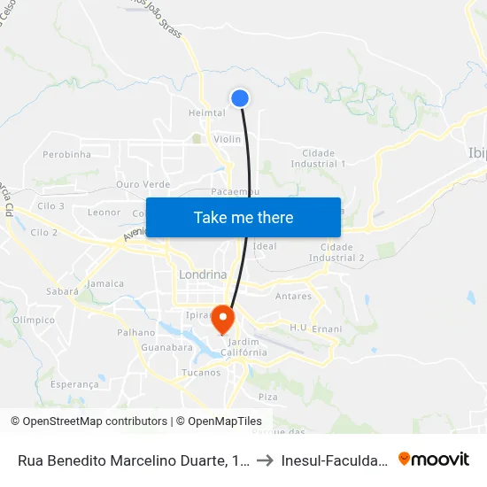 Rua Benedito Marcelino Duarte, 101 to Inesul-Faculdade map