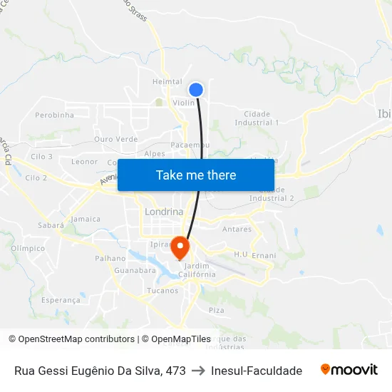 Rua Gessi Eugênio Da Silva, 473 to Inesul-Faculdade map