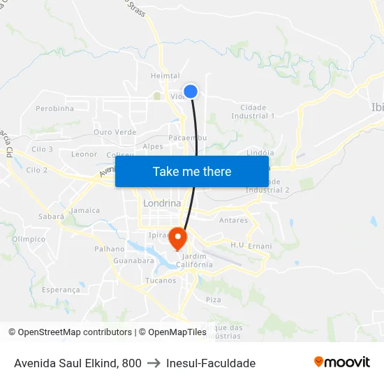 Avenida Saul Elkind, 800 to Inesul-Faculdade map