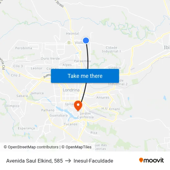 Avenida Saul Elkind, 585 to Inesul-Faculdade map