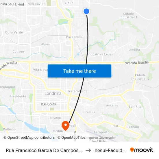 Rua Francisco García De Campos, 716 to Inesul-Faculdade map