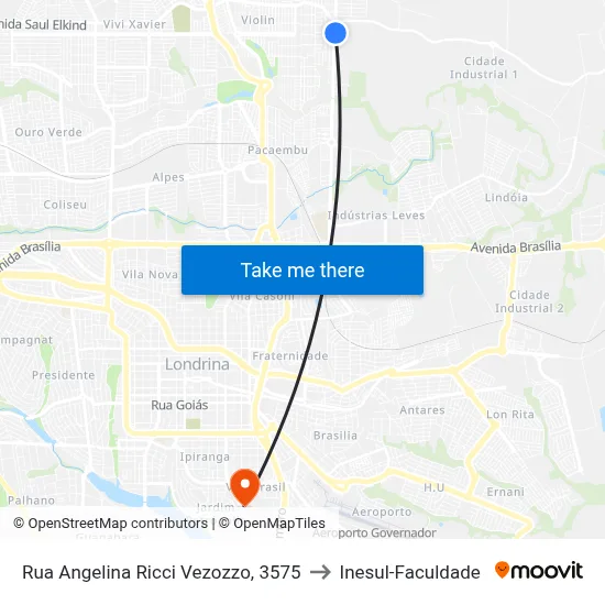 Rua Angelina Ricci Vezozzo, 3575 to Inesul-Faculdade map