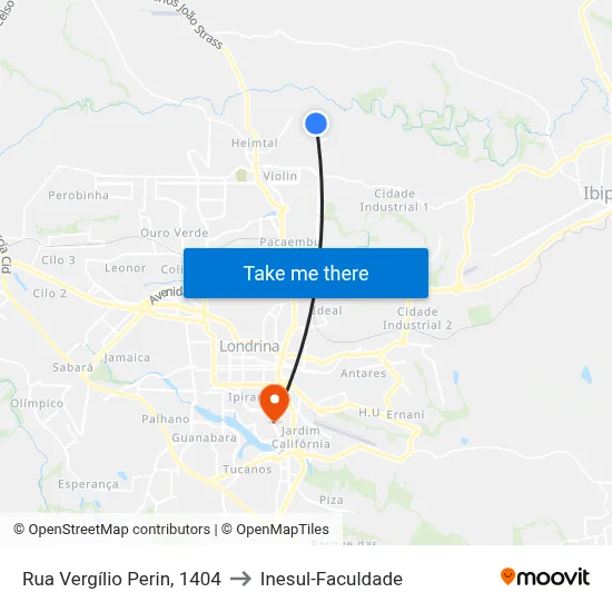 Rua Vergílio Perin, 1404 to Inesul-Faculdade map