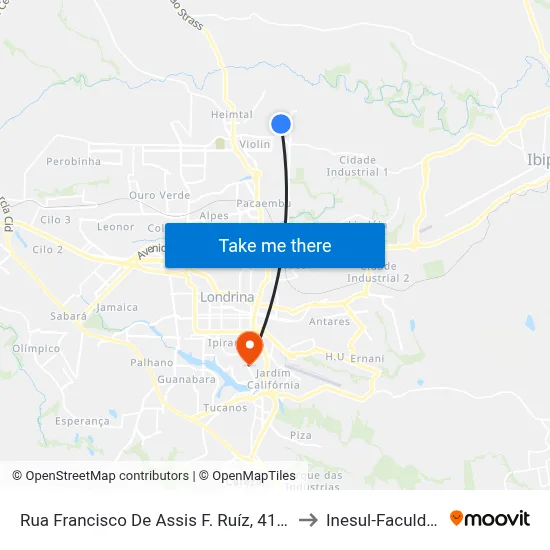 Rua Francisco De Assis F. Ruíz, 413-567 to Inesul-Faculdade map