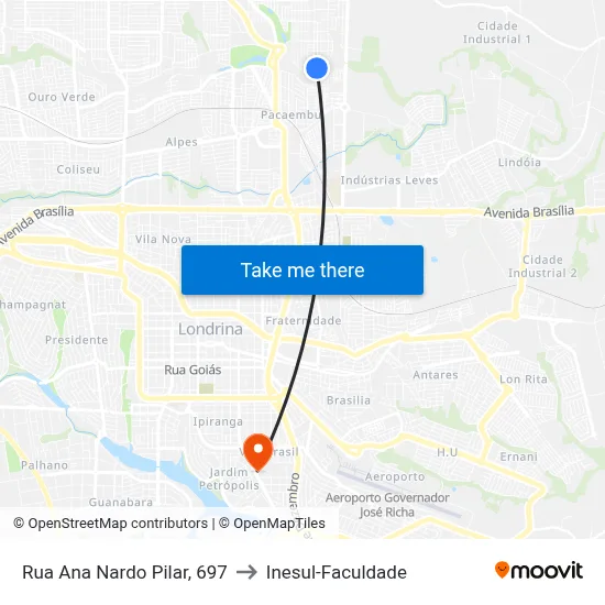Rua Ana Nardo Pilar, 697 to Inesul-Faculdade map