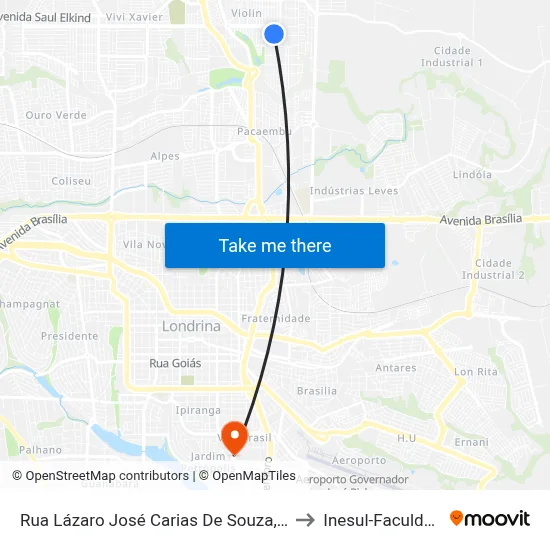 Rua Lázaro José Carias De Souza, 589 to Inesul-Faculdade map
