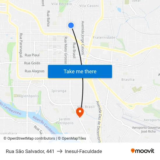 Rua São Salvador, 441 to Inesul-Faculdade map