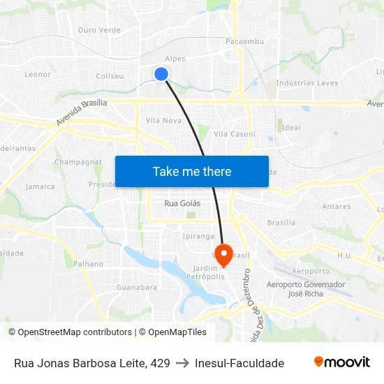 Rua Jonas Barbosa Leite, 429 to Inesul-Faculdade map