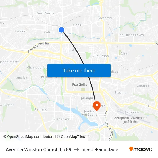 Avenida Winston Churchil, 789 to Inesul-Faculdade map