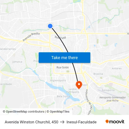 Avenida Winston Churchil, 450 to Inesul-Faculdade map