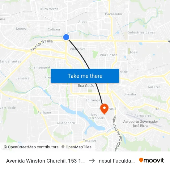 Avenida Winston Churchil, 153-197 to Inesul-Faculdade map