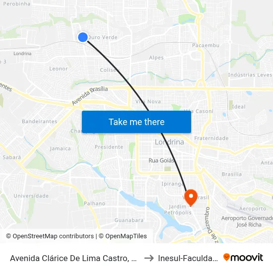 Avenida Clárice De Lima Castro, 290 to Inesul-Faculdade map