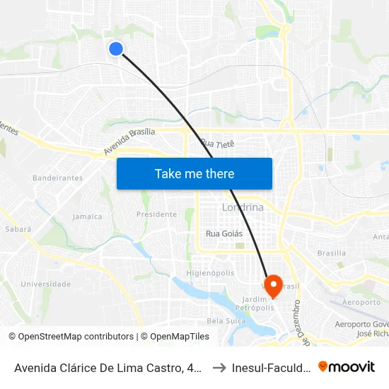 Avenida Clárice De Lima Castro, 441-495 to Inesul-Faculdade map