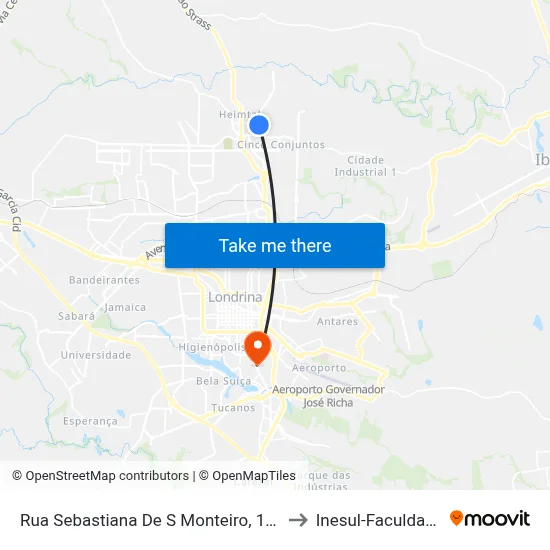 Rua Sebastiana De S Monteiro, 107 to Inesul-Faculdade map
