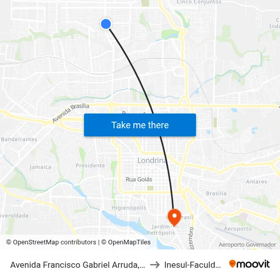 Avenida Francisco Gabriel Arruda, 742 to Inesul-Faculdade map