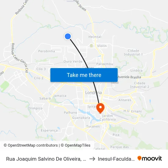Rua Joaquim Salvino De Oliveira, 198 to Inesul-Faculdade map