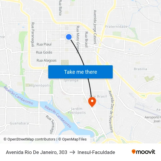 Avenida Rio De Janeiro, 303 to Inesul-Faculdade map