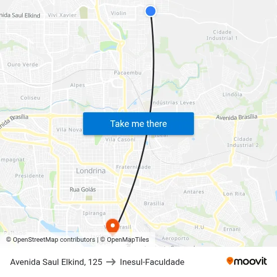 Avenida Saul Elkind, 125 to Inesul-Faculdade map