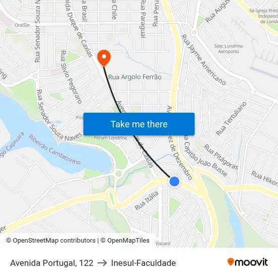 Avenida Portugal, 122 to Inesul-Faculdade map