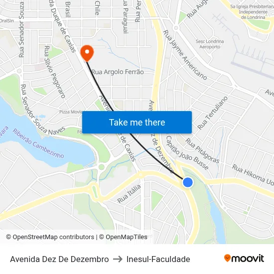 Avenida Dez De Dezembro to Inesul-Faculdade map
