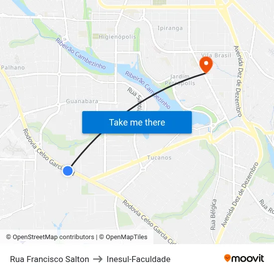 Rua Francisco Salton to Inesul-Faculdade map