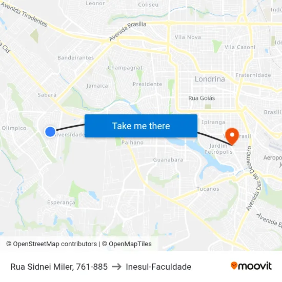 Rua Sidnei Miler, 761-885 to Inesul-Faculdade map