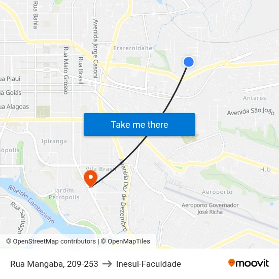 Rua Mangaba, 209-253 to Inesul-Faculdade map
