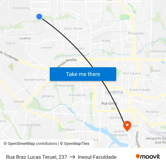 Rua Braz Lucas Teruel, 237 to Inesul-Faculdade map