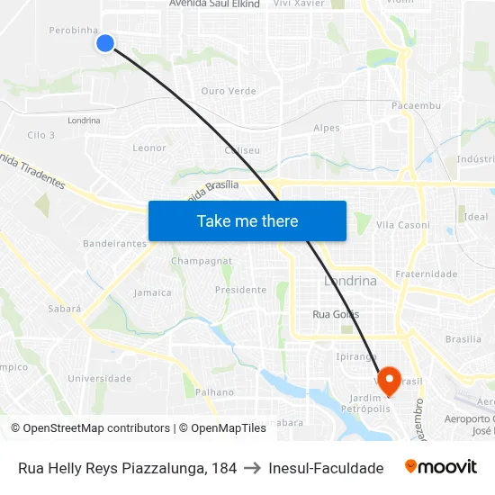 Rua Helly Reys Piazzalunga, 184 to Inesul-Faculdade map