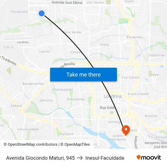Avenida Giocondo Maturi, 945 to Inesul-Faculdade map