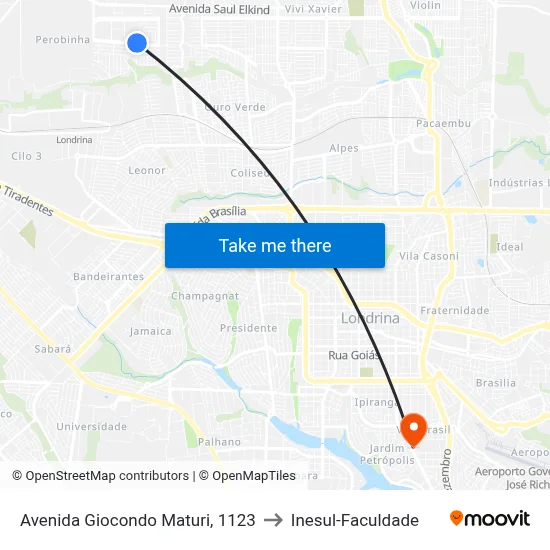 Avenida Giocondo Maturi, 1123 to Inesul-Faculdade map