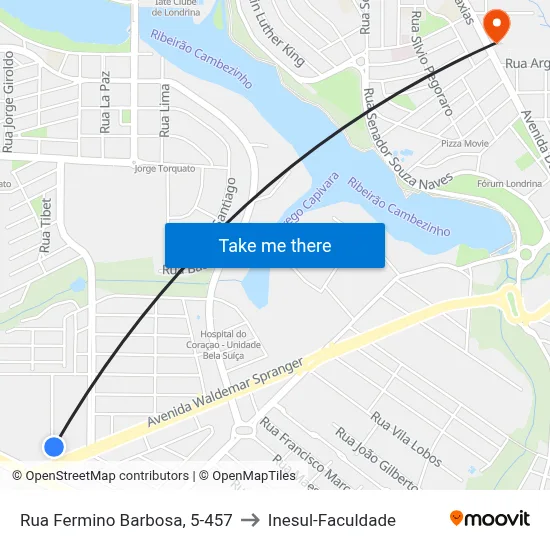 Rua Fermino Barbosa, 5-457 to Inesul-Faculdade map