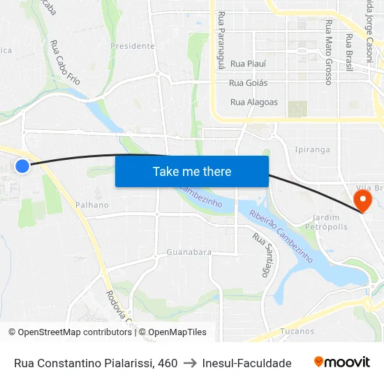 Rua Constantino Pialarissi, 460 to Inesul-Faculdade map