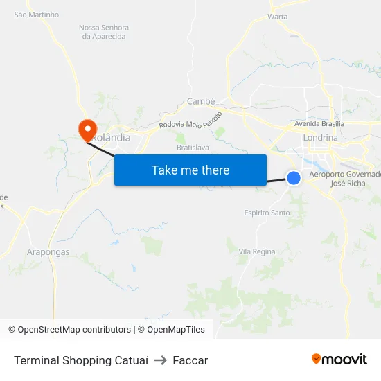 Terminal Shopping Catuaí to Faccar map