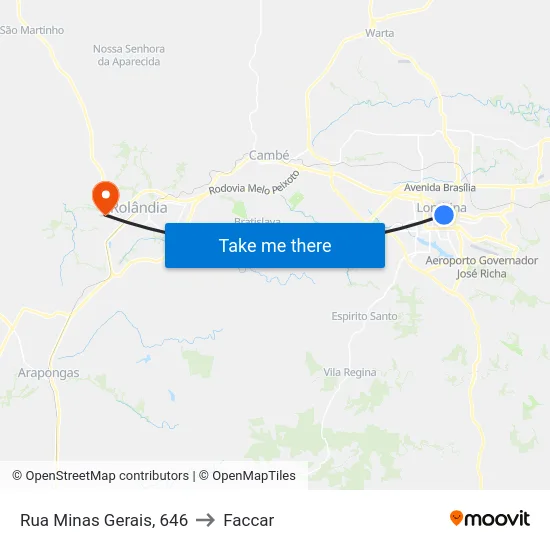 Rua Minas Gerais, 646 to Faccar map