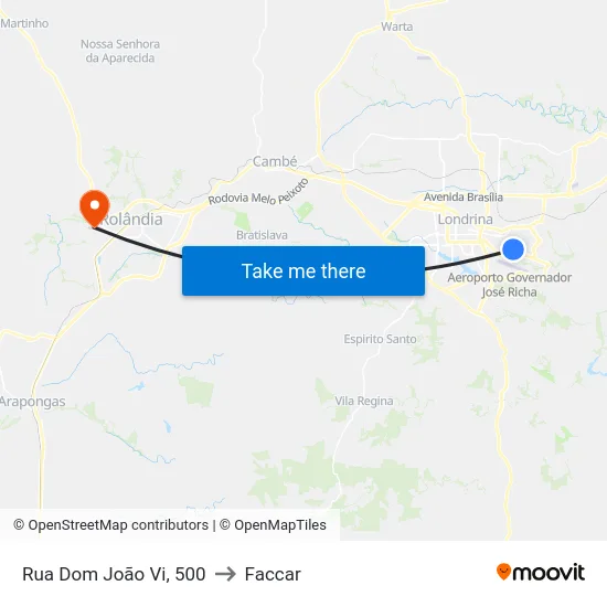 Rua Dom João Vi, 500 to Faccar map