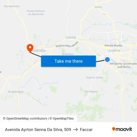 Avenida Ayrton Senna Da Silva, 509 to Faccar map