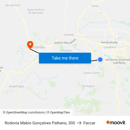 Rodovia Mabio Gonçalves Palhano, 300 to Faccar map